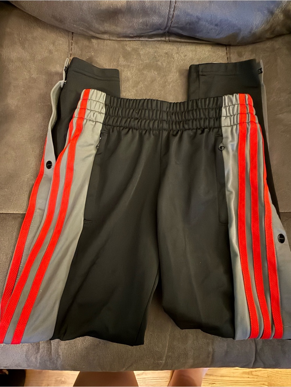 adidas Black Shorts with Red Sport Stripes